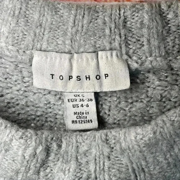 Topshop Women’s Pullover Knit Sweater Gray Size US 4-6 - Picture 2 of 6